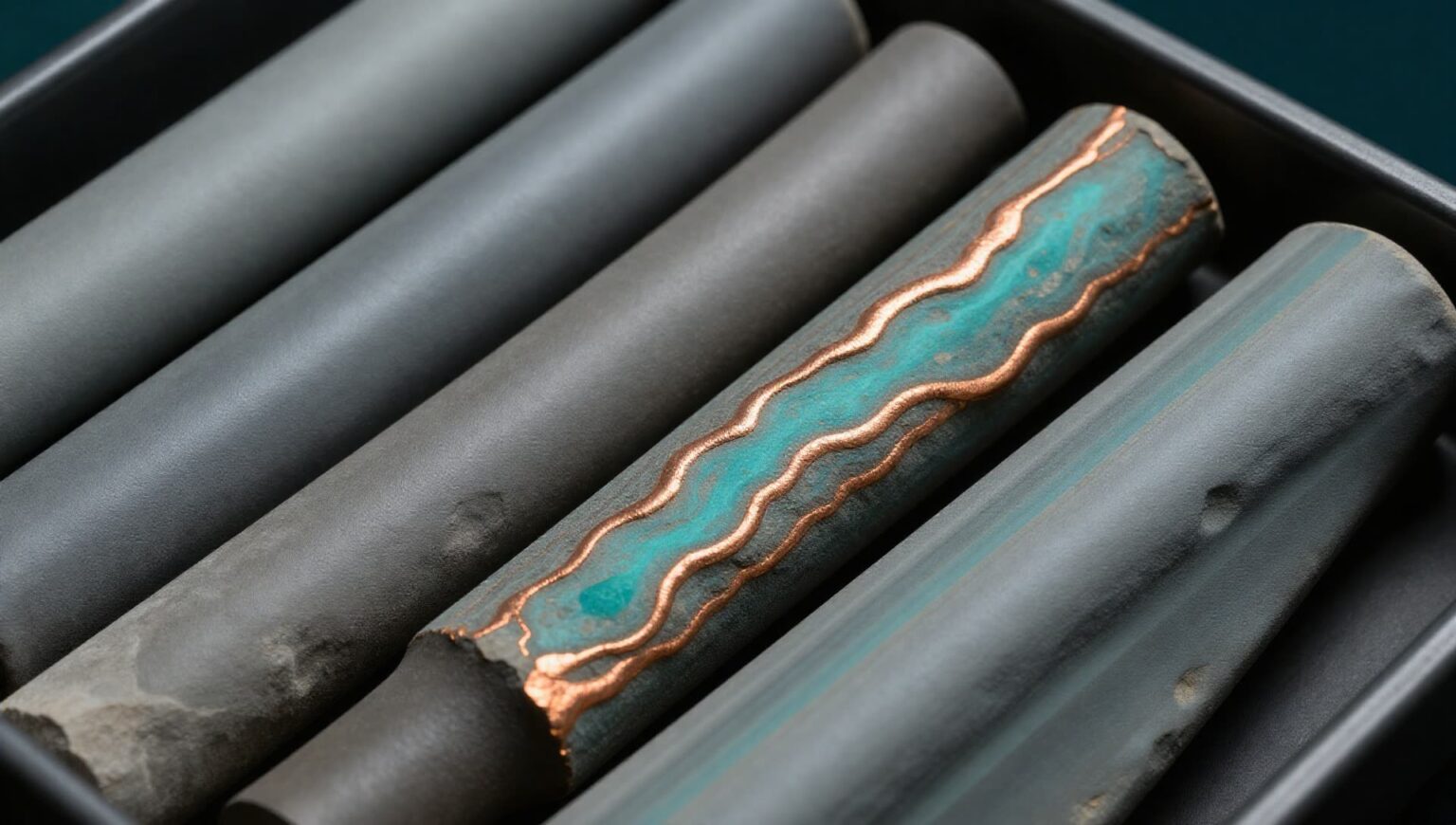 Mineral drill core samples used in recovery research