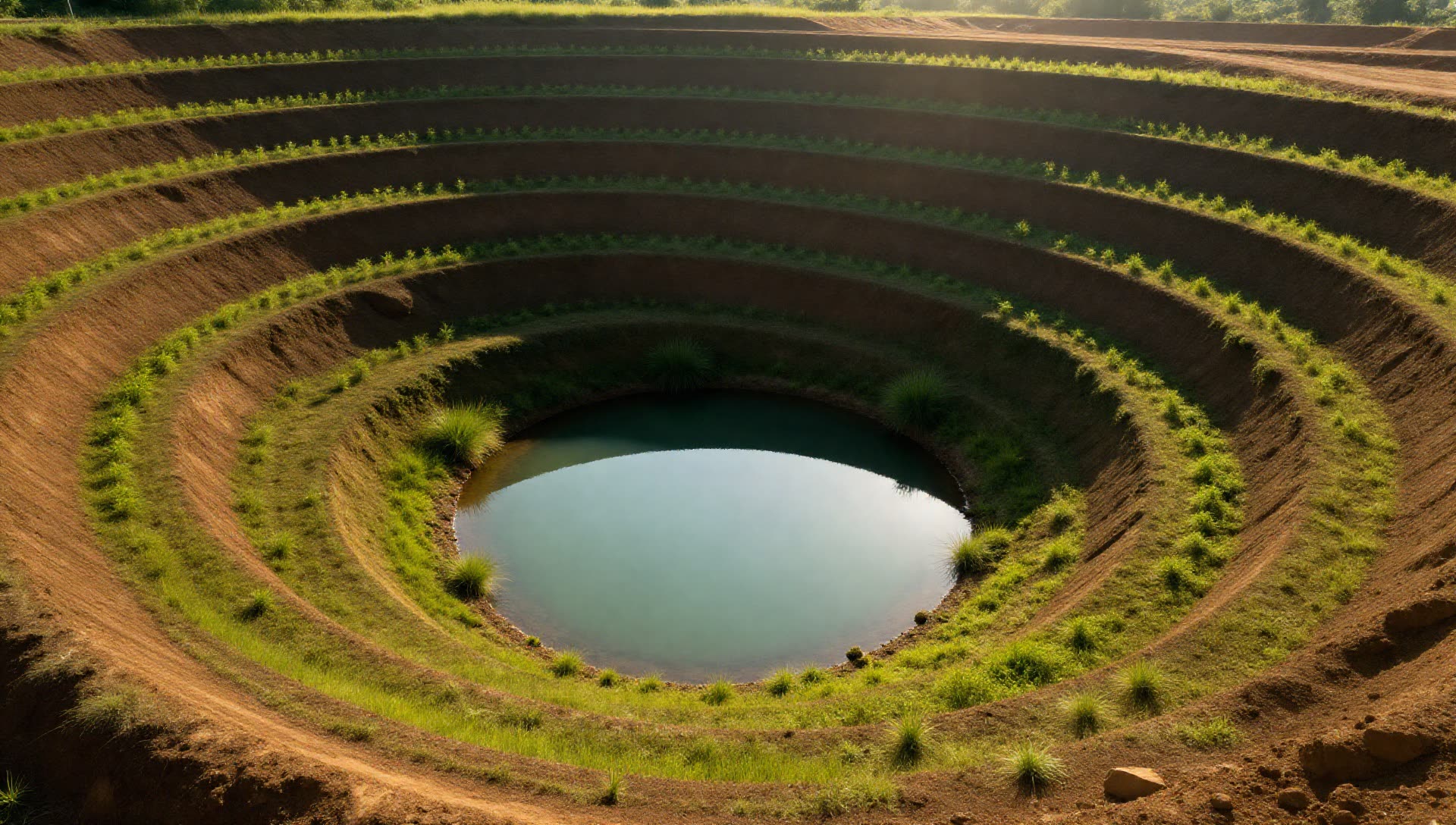 Restored mining landscape after resource recovery